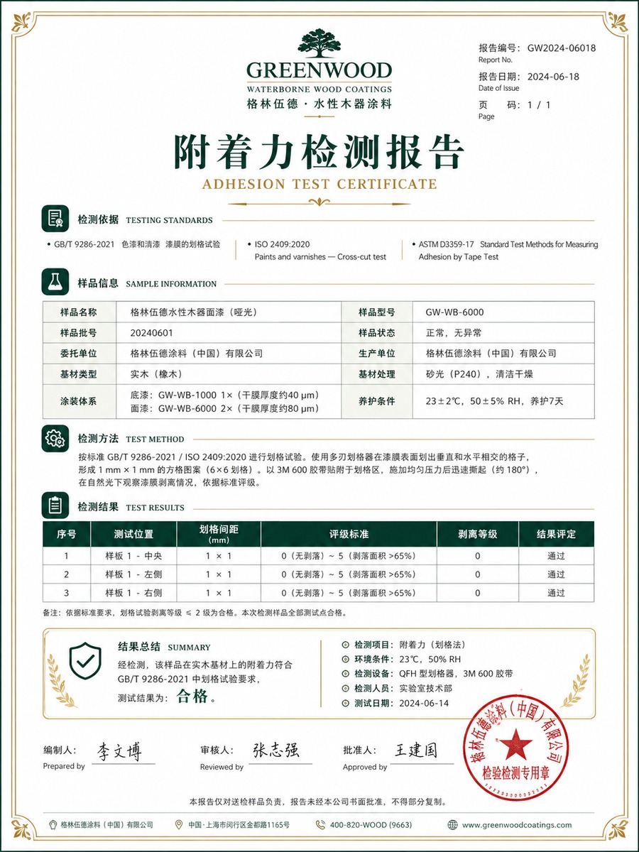 RUNKA润卡附着力检测报告